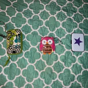 Vera Bradley Wallet, Owl Coin Purse, Star & Polka Dot Hard wallet Case